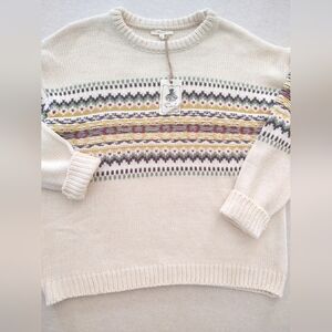 NWt Easel Cream Multicolor🎨 Patterned Sweater~ Size: Small